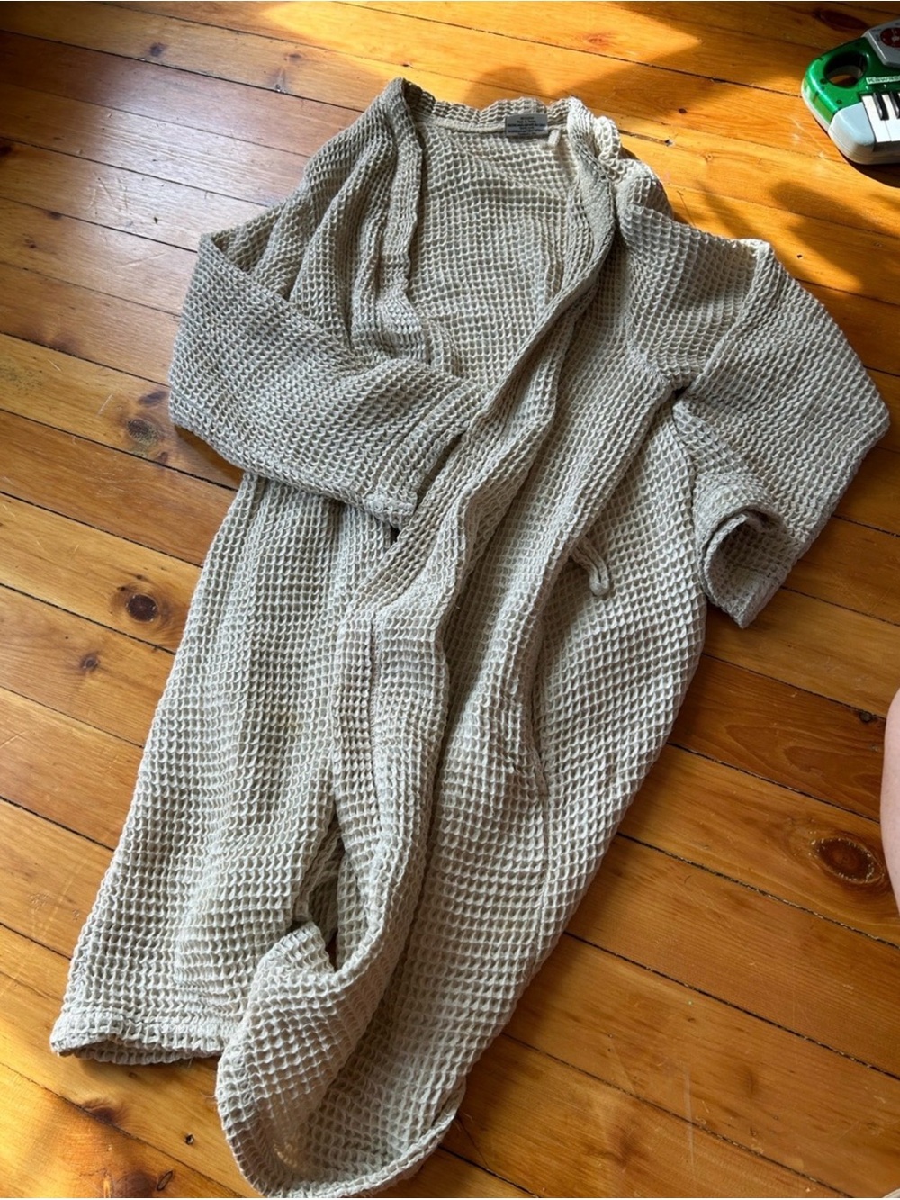 Parachute waffle robe large no belt gray cotton